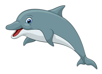 Adorable Dolphin Cartoon. Vector Illustration