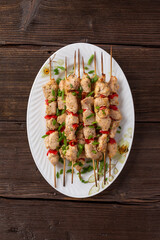 Barbecue with barbecue and beer outdoors. menu of the summer terrace of a cafe or restaurant