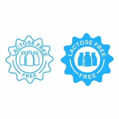Lactose free logo design template illustration. no lactose label for healthy daiy food product package