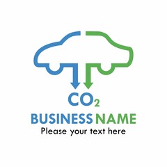 This is pollution car logo template illustration. suitable for ecological, hybrid, carbon, co2, pollution, global warning, emission. there are car with CO2