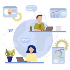 Worldwide remoted work male and female