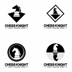 Black Chess Knight Horse silhouette logo design vector template