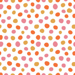 Colorful spots seamless pattern with white background