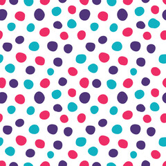 Fototapeta na wymiar Colorful spots seamless pattern with white background.