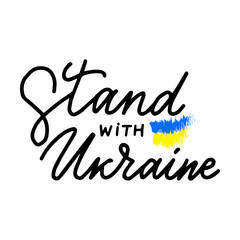 Stand with Ukraine. Ukrainian flag patriotic illustration, brush strokes. no war.