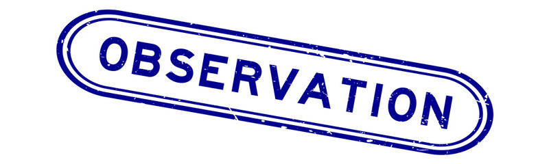 Grunge blue observation word rubber seal stamp on white background