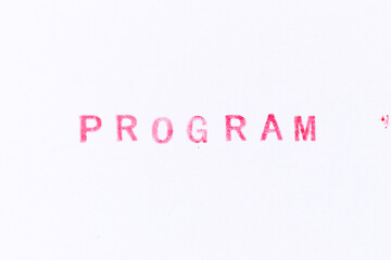 Red color ink rubber stamp in word program on white paper background