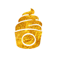 Hand drawn gold foil texture ice cream vector illustration