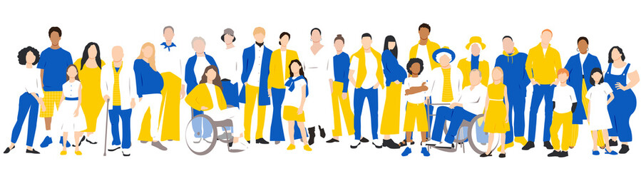 Obraz premium Ukrainian people stand side by side together. 