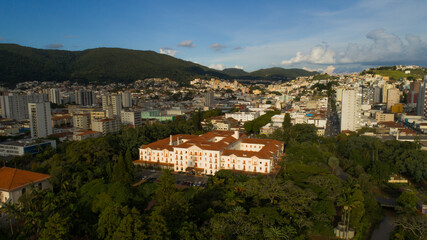 Fototapeta premium Main square and Palace Hotel in the city of Poços de Caldas - MG