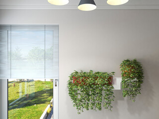 3D rendering, spacious modern residential study design