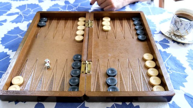 traditional backgammon game being played