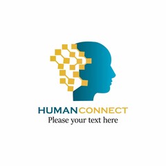 Human connect logo design template illustration