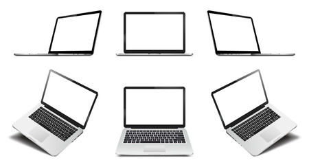 Laptops blank screen isolated on white background
