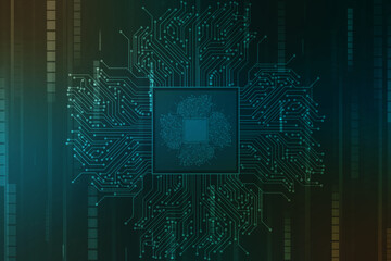 Abstract futuristic circuit board Illustration, Circuit board with various technology elements. Circuit board pattern for digital abstract technology background