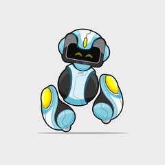 cute future robot illustration in blue and yellow color combination