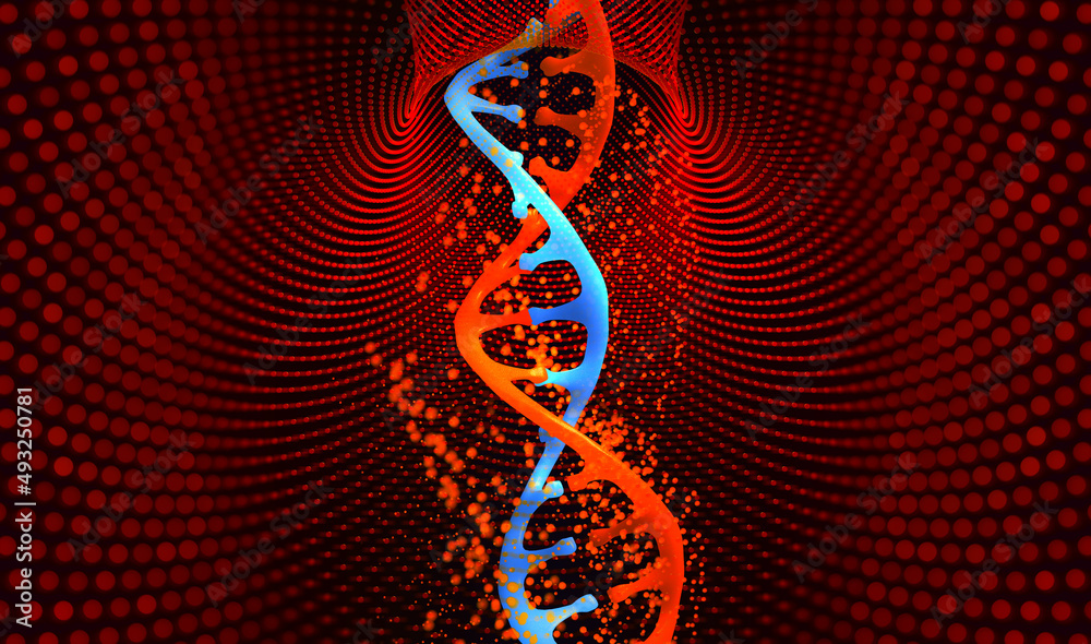 Leinwandbilder dna genome research. laboratory experiments in genetic engineering. dna helix code decoding. 3d illu