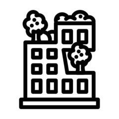 house decorated trees line icon vector. house decorated trees sign. isolated contour symbol black illustration