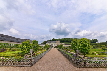 Fototapeta na wymiar Frankreich - Villandry - Schloss Villandry - Schlossgarten & Parkanlage