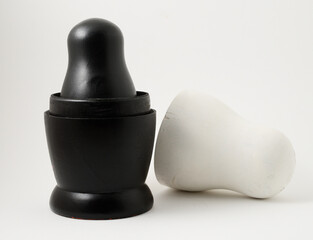 traditional Russian nesting dolls painted black and white