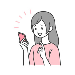 スマホを使う楽しげな女性