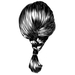 cute short hair braid illustration. - obrazy, fototapety, plakaty