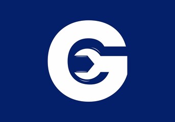 G initial letter with wrench shape