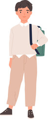 Obraz premium Portrait of Happy School Boy Cartoon Illustration