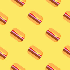 Hamburger seamless pattern. Burger flat design vector illustration