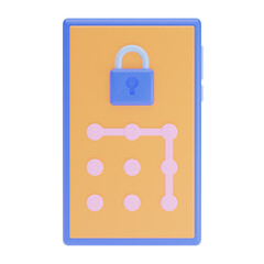 3D Security Icon, secure mobile device for home page with guard and lock pattern