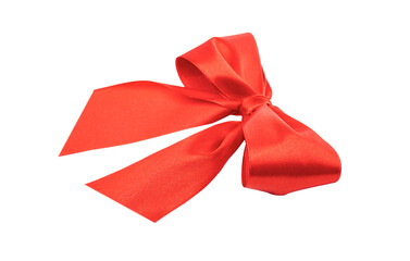 Beautiful red bow on a white background.