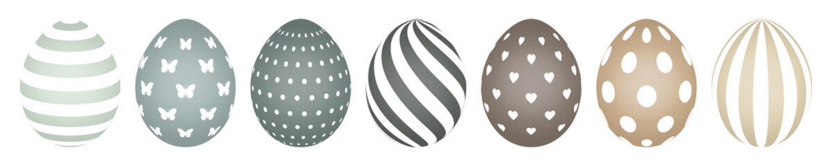 7 Bunte Ostereier Naturfarben Mit Weißen Mustern