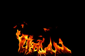 pile heat fire flame isolated black background	
