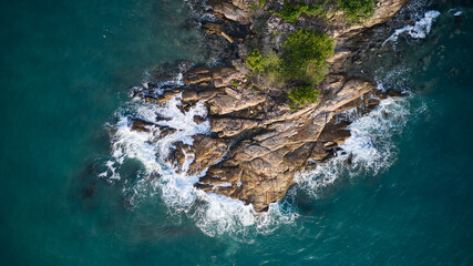 Top aerial view from dron to the Koh Samed island in Thailand