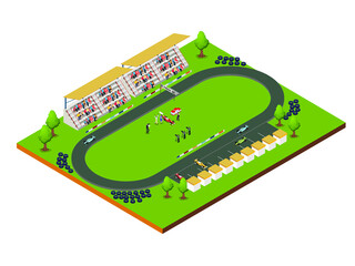 Race track - sport circuit isometric 3d vector concept for banner, website, illustration, landing page, flyer, etc. - obrazy, fototapety, plakaty