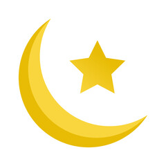 Flat illustration of Moon and star.