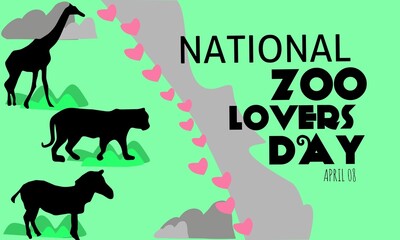 Vector graphic of national zoo lovers day for national zoo lovers day celebration. flat design. flyer design. flat illustration. April 08