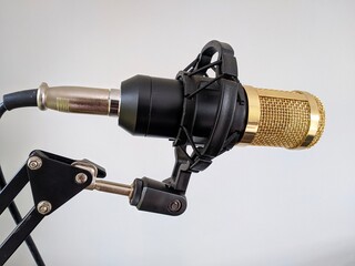 Vocal audio microphone on a white background
