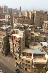 Islamic Cairo view from the top of Ibn Tulun mosque's minaret. Cairo, Egypt