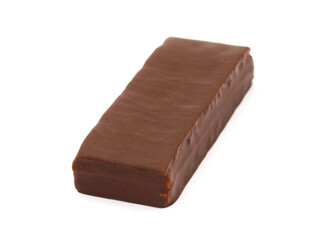 Chocolate cake bar isolated on white background
