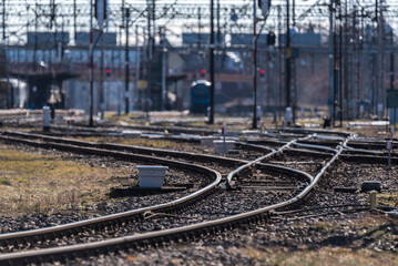 RAILWAY - Turnouts and signaling light on rilroad