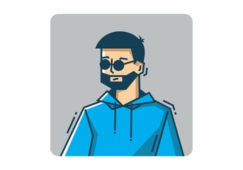 Stiff guy with beard wearing dark glasses
