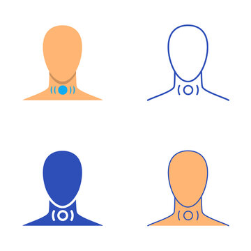 Choking feeling icon set in flat and line style
