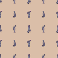 Leopard sitting seamless pattern. Vintage wildlife animals background. © Purple_Lamp
