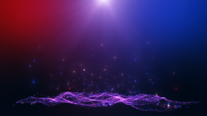 Dark red blue glow dust particles, light effect.