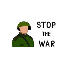 soldier on a white background and the inscription no war
