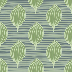 Exotic outline leaves seamless pattern. Abstract floral background.