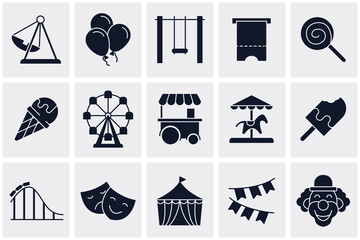 Amusement Park set icon symbol template for graphic and web design collection logo vector illustration