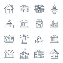 Building icons set . Building pack symbol vector elements for infographic web