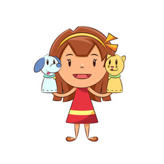 Girl playing hand puppets